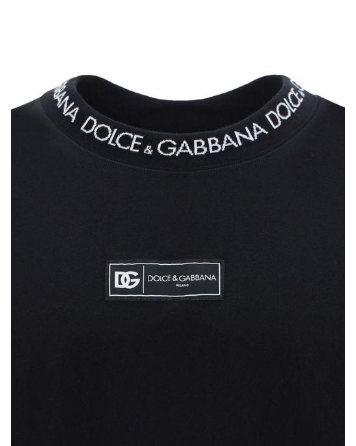 Dolce & Gabbana Black Short-sleeved Cotton T-shirt for men