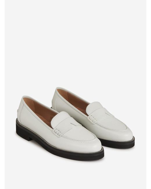 Aquazzura White Leather Aqua Loafers