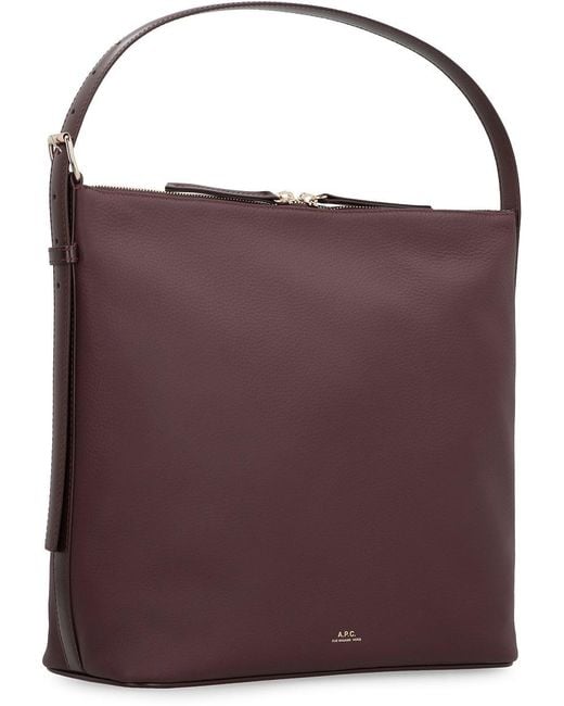 A.P.C. Purple Vera Leather Shoulder Bag