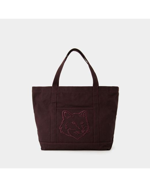 Maison Kitsuné Red Tote Bag Classique Fox Head