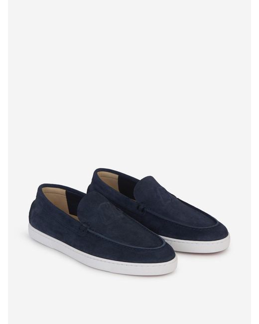 Christian Louboutin Blue Leather Slip-on Sneakers for men