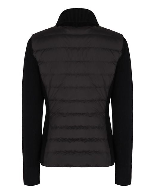 Moncler Black Cardigan With Nylon Panels