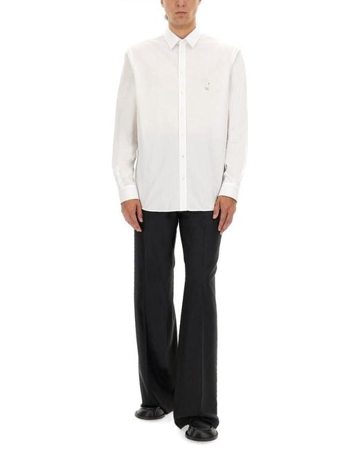 Moschino White Structured Cotton Poplin Shirt for men