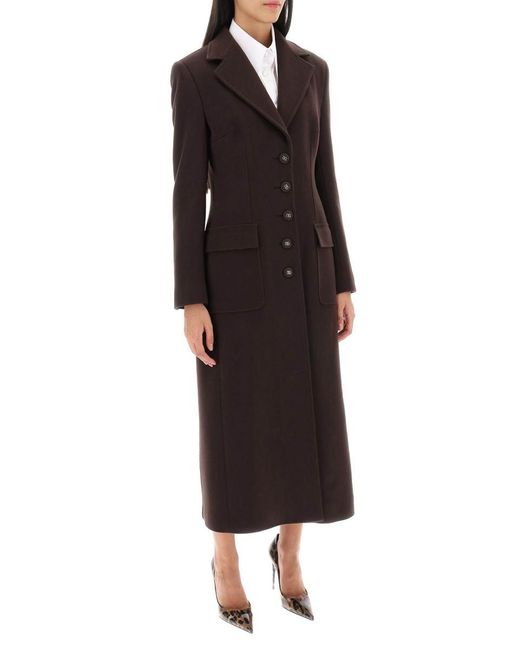 Dolce & Gabbana Black Shaped Coat In Wool And Cashmere