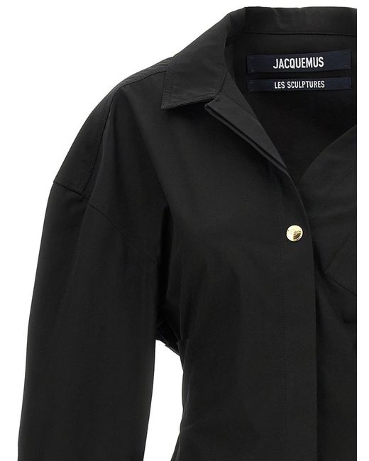 Jacquemus Black Cropped Shirt Dress,