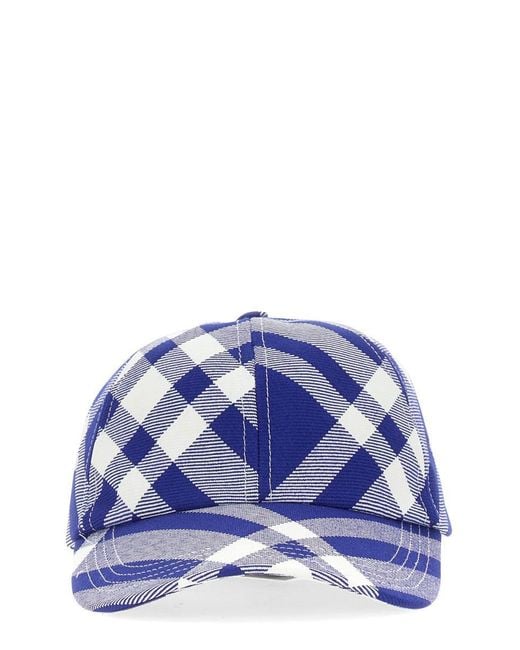 Burberry Purple Baseball Cap With Tartan Pattern