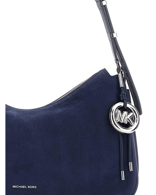 MICHAEL Michael Kors Blue 'Nolita Medium' Shoulder Bag With Logo Charm And Adjustable Shoulder Strap