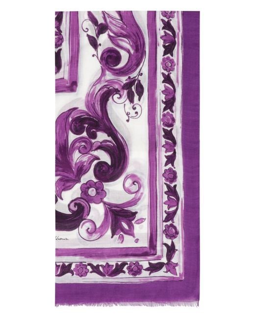 Dolce & Gabbana Purple Modal And Silk Blend Scarf