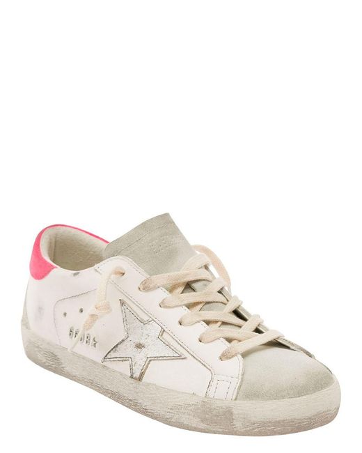 Golden Goose Deluxe Brand White 'Superstar' Low Top Vintage Effect Sneakers With Star Detail