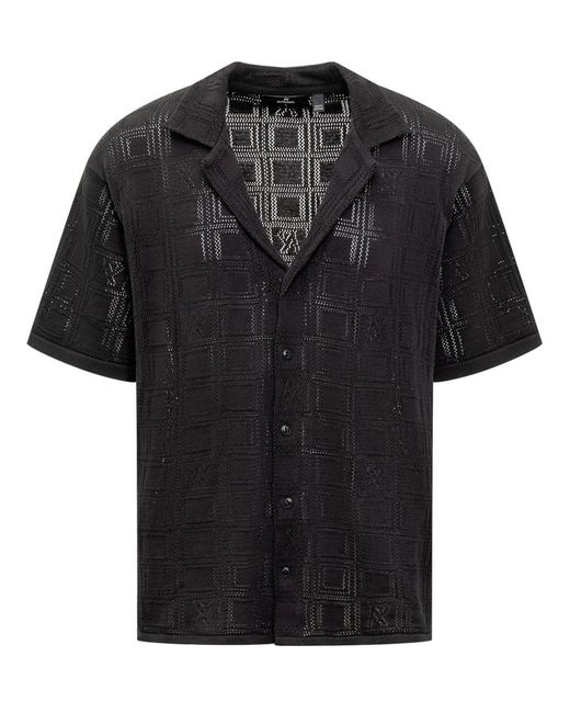 Represent Black Shirt With Geometric Weave for men