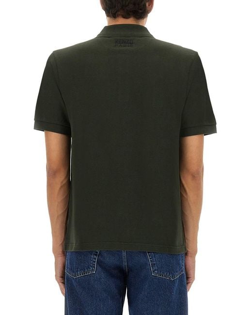 KENZO Black Polo Shirt With Happy Tiger Embroidery for men