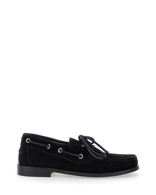 Aeyde White Boat Shoes With Side Laces