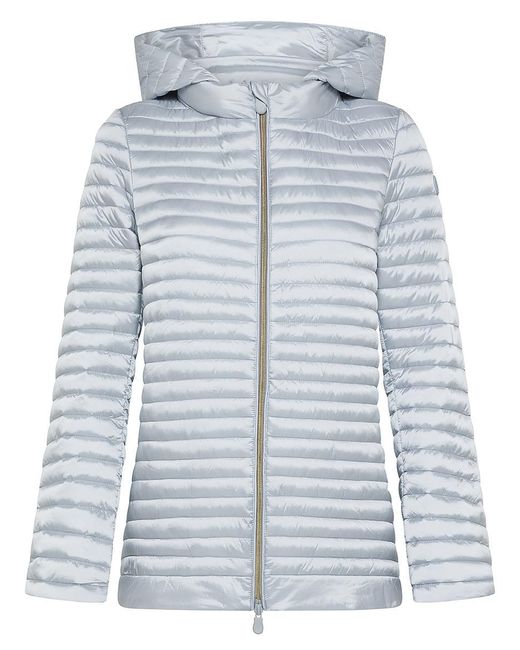 Save The Duck Blue Alima Wide Quilted Short Down Jacket