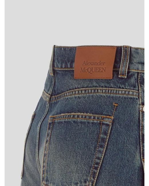 Alexander McQueen Blue Denim Shorts