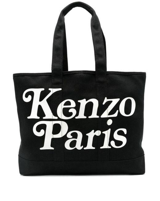 KENZO Black Large Logo-print Tote Bag for men