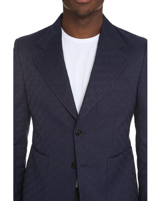 Gucci Blue Single-breasted Two-button Jacket for men
