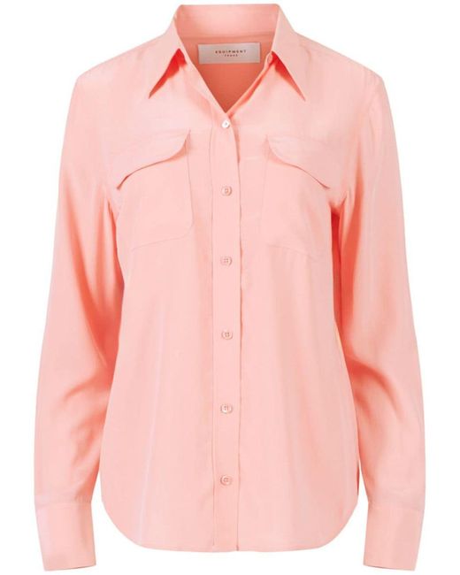 Equipment Pink Slim Fit Silk Shirt