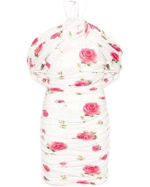 Magda Butrym White Rose-print Mini Dress