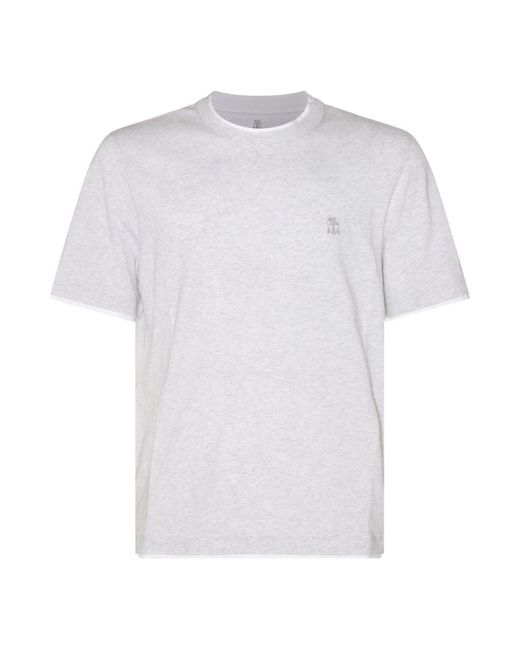 Brunello Cucinelli White T-shirts And Polos Grey for men