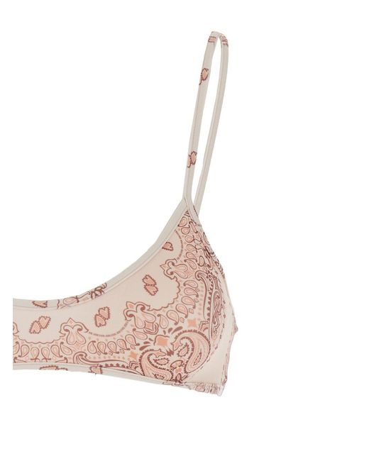 The Attico Natural Bikini With Spaghetti Straps And All-Over Print
