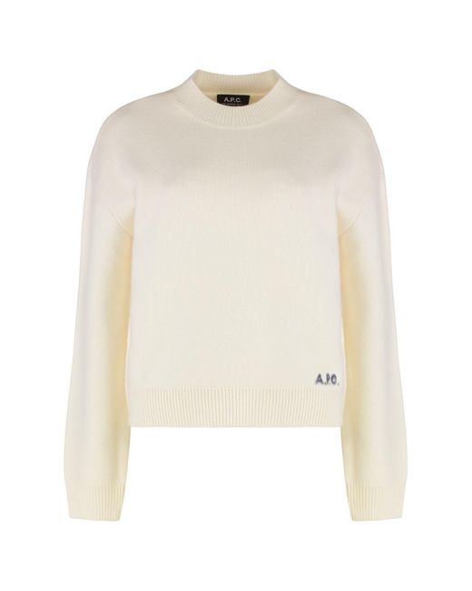 A.P.C. White Esther Virgin Wool Crew-Neck Sweater
