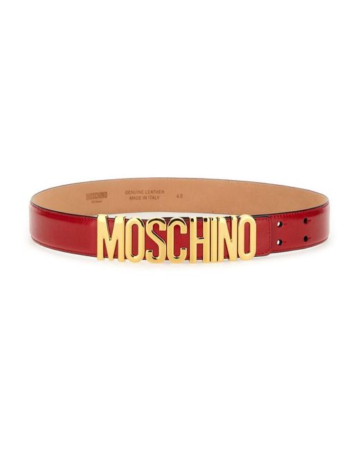 Moschino White Logo-Embellished Leather Belt