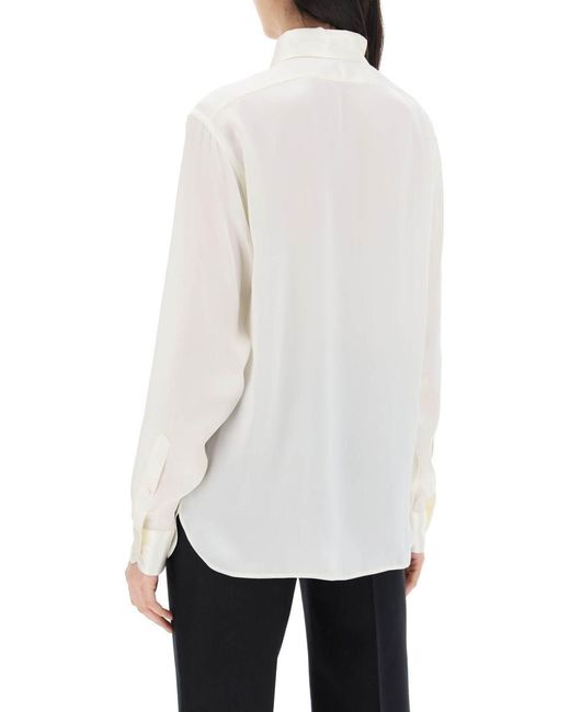 Tom Ford White Silk Charmeuse Blouse Shirt