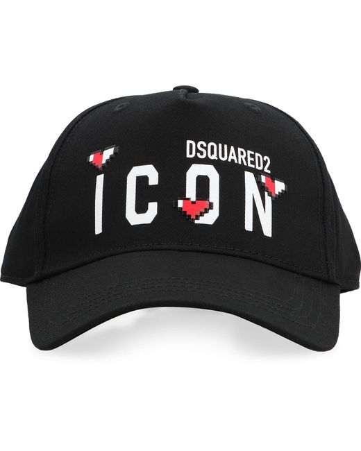 DSquared² Black Icon Appliqué-Detail Cap