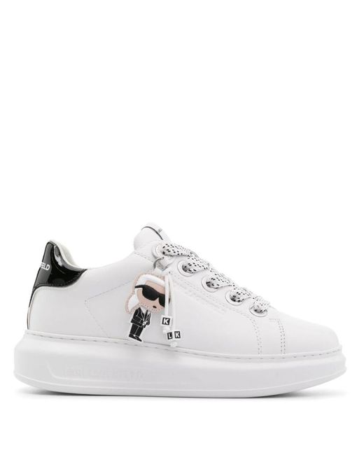Karl Lagerfeld White K/ikonic Kapri Leather Sneakers
