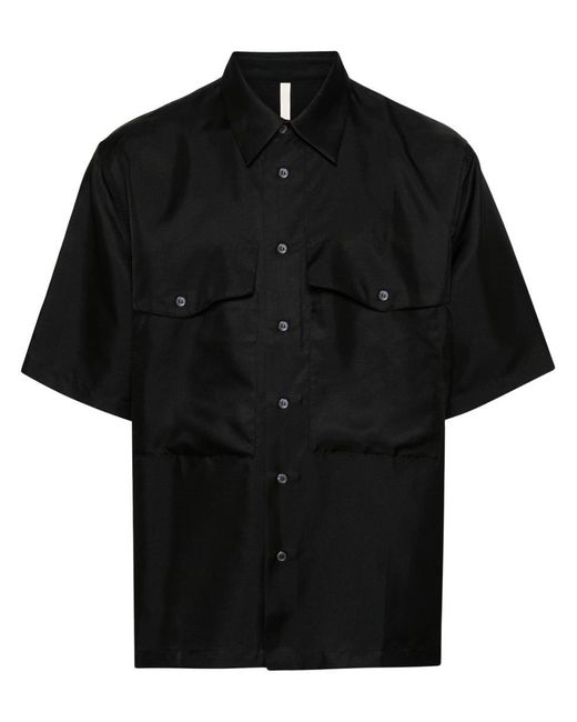 sunflower Black Silk Shirt Ss for men