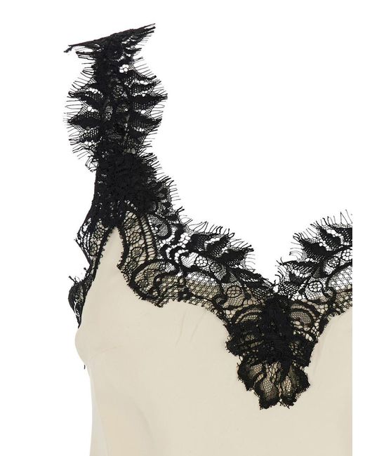 Gold Hawk Black 'megan' White Sleeveless Top With Lace Details In Silk Woman
