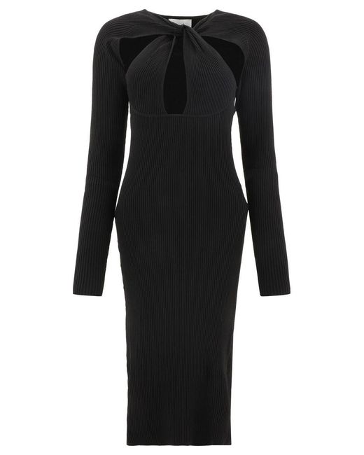 Coperni Black "Twisted" Ribbed Dress With Cut-Out