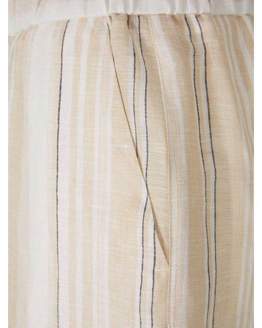 Peserico White Striped Linen Pants