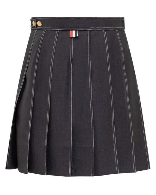 Thom Browne Blue Mini Pleated Skirt