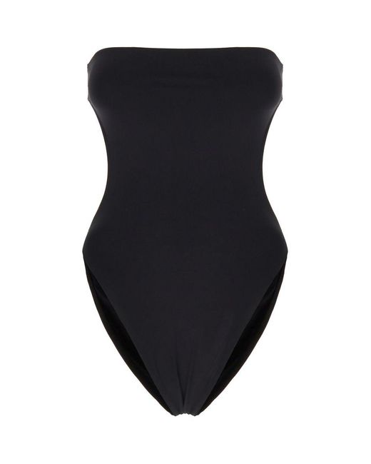 Saint Laurent Black Strapless Cutout Swimsuit