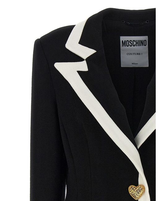 Moschino Black Heart Buttons Blazer Jackets