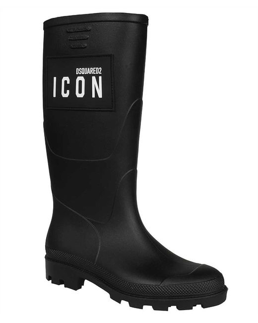 DSquared² Black Icon Rubber Boots