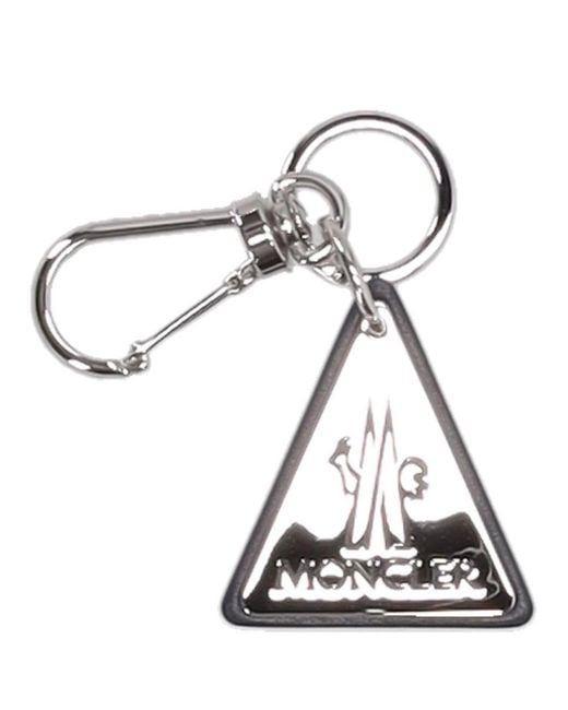 Moncler White Triangle Key Ring for men