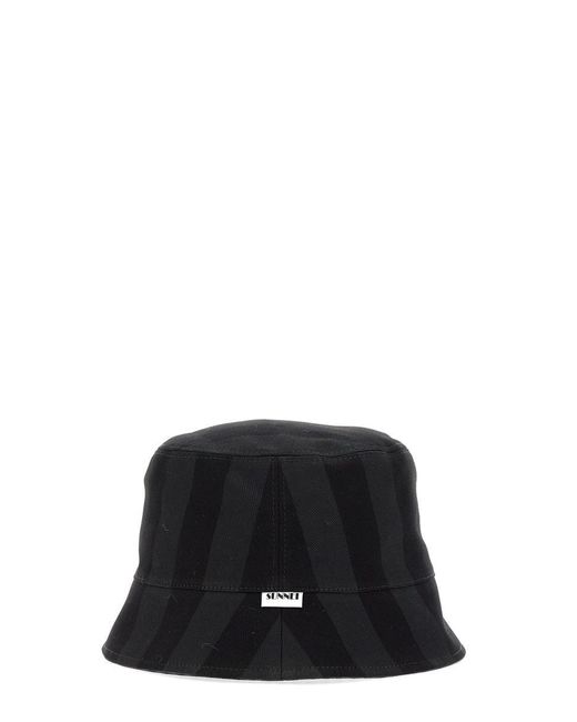Sunnei Black Reversible Bucket Hat for men