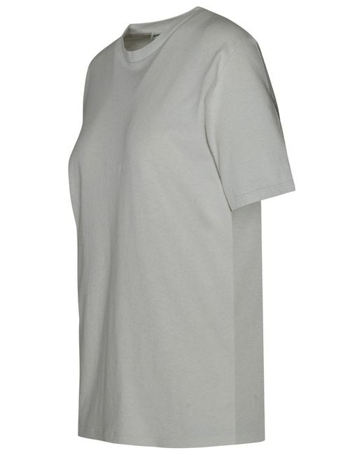 Saint Laurent Gray Boyfriend T-shirt In Ivory Cotton