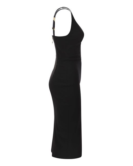 Elisabetta Franchi Black Stretch Crepe Sheath Dress With Zip