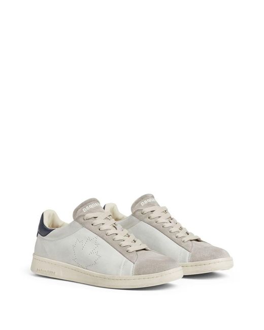 DSquared² White Dirty Maple Leaf Boxer Sneakers for men