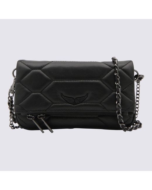 Zadig & Voltaire Black Leather Pochette Nano Cuir Matelasse' Shoulder Bag