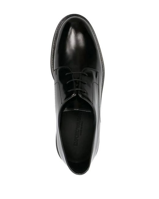 Emporio Armani Black Derby Vitelloi Spa Shoes for men
