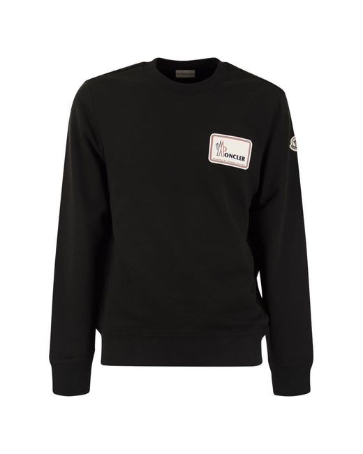 Moncler Black Logoed Crewneck Sweatshirt for men