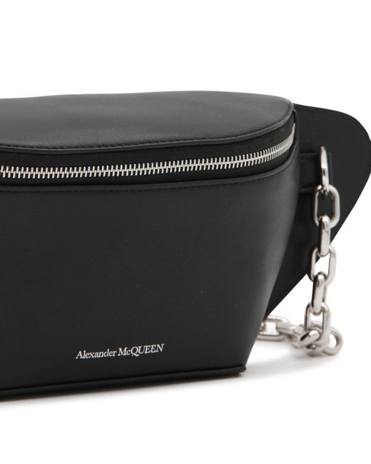 Alexander McQueen Black Leather Belt Bag for men