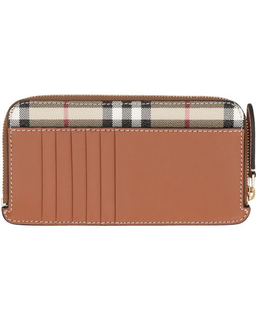 Burberry Natural Checked Motif Card Holder