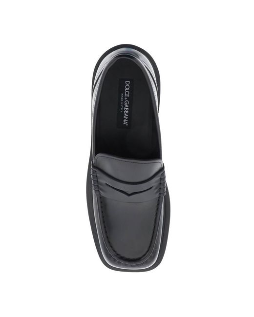 Dolce & Gabbana Black Brushed Leather Loafers for men