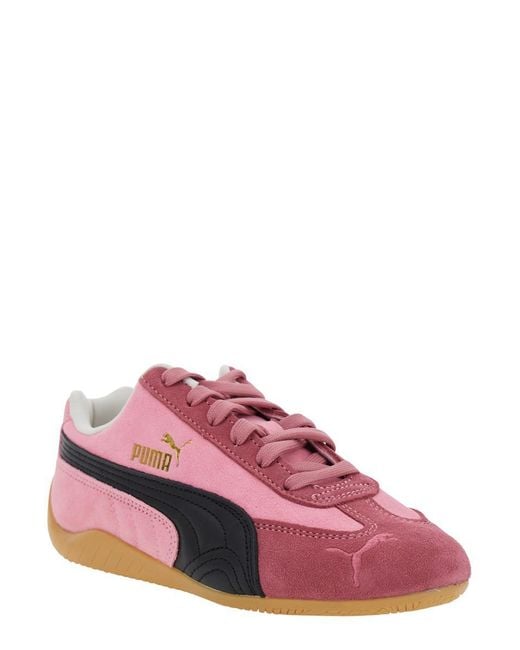 PUMA Pink 'Speedcat' Sneakers With Logo Print On The Side And Logo Lettering On The Side