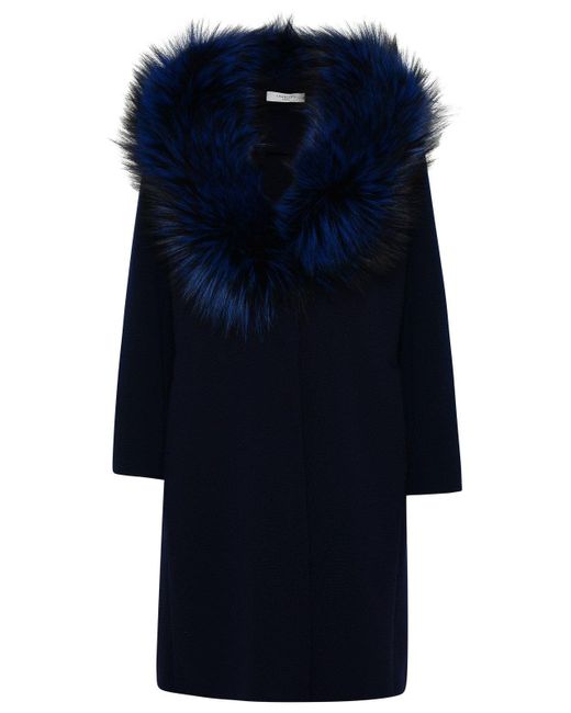 Charlott Long Wool Coat in Blue | Lyst